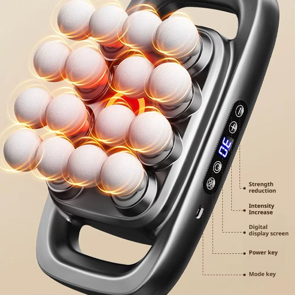 5V 24W Multi-Head Fascia Gun Deep Relaxation Muscle Red Light Deep Tissue Body Muscle Massage Gun