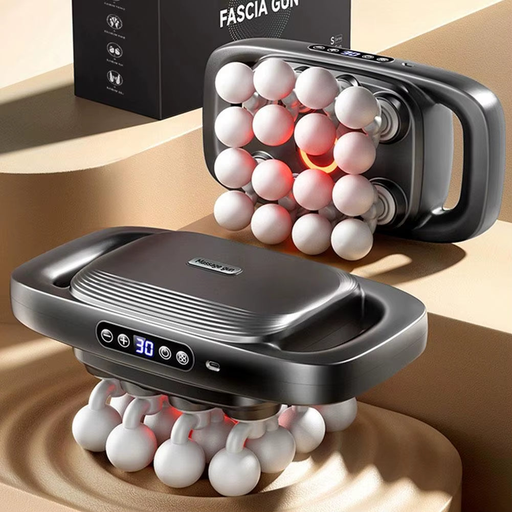 5V 24W Multi-Head Fascia Gun Deep Relaxation Muscle Red Light Deep Tissue Body Muscle Massage Gun